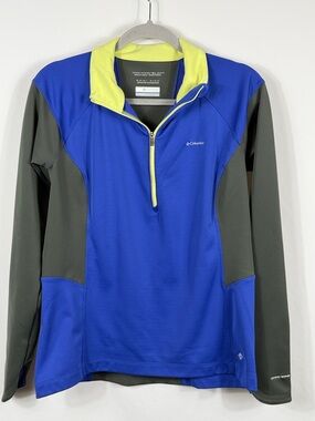 Columbia Omni-Wind Omni-Wick Blue & Gray Performance Half-Zip Pullover. Size L
